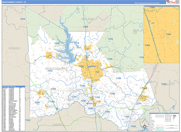 Montgomery County, TX Zip Code Map