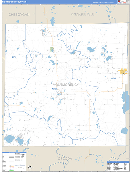 Montmorency County, MI Zip Code Map
