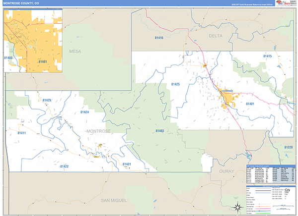 Montrose County, CO Zip Code Map