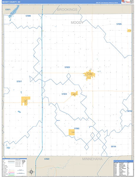 Moody County, SD Carrier Route Wall Map