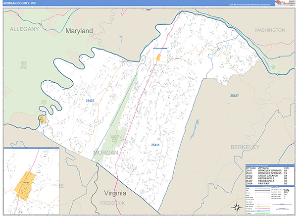 Morgan County, WV Zip Code Map