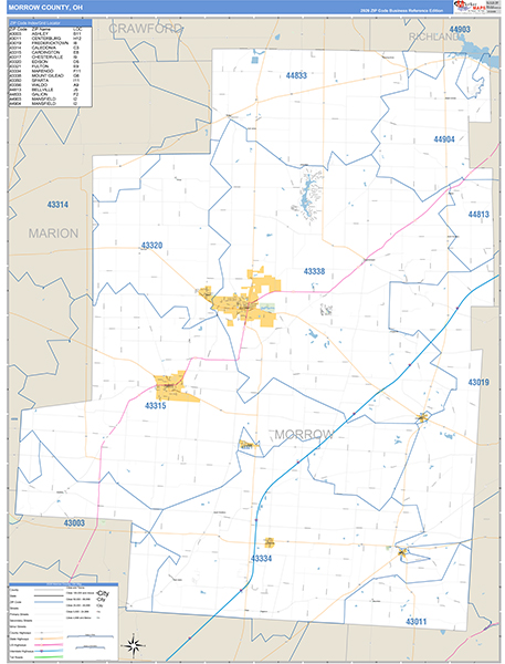 Morrow County, OH Zip Code Map