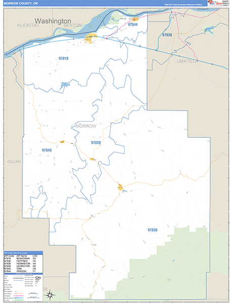 Morrow County, OR Zip Code Wall Map
