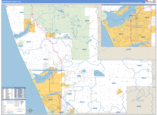 Muskegon County, MI Zip Code Map