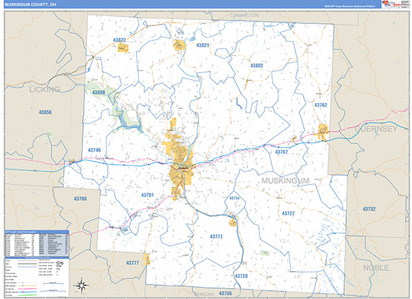 Muskingum County, OH Zip Code Map