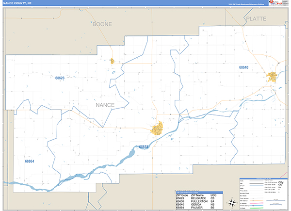 Nance County, NE Zip Code Map
