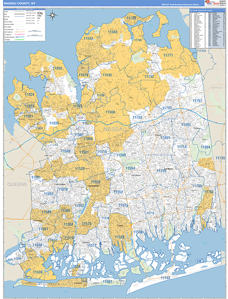 Nassau County, NY Zip Code Map