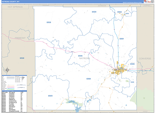 Natrona County, WY Zip Code Map