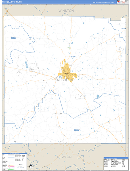 Neshoba County, MS Zip Code Map