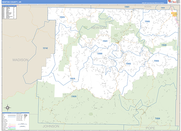 Newton County, AR Zip Code Map