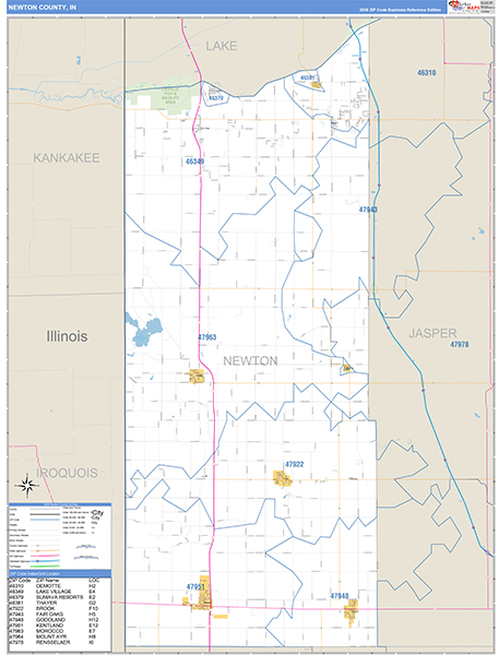 Newton County, IN Zip Code Map