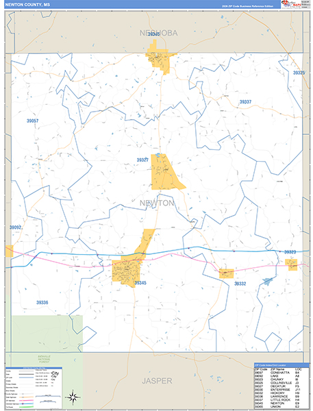 Newton County, MS Zip Code Map