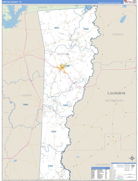 Newton County, TX Zip Code Map