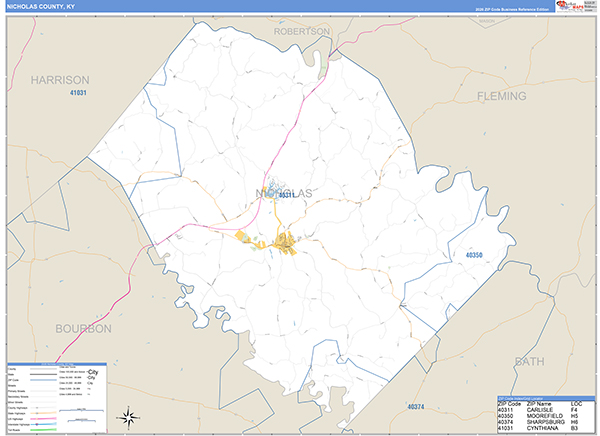 Nicholas County, KY Zip Code Map