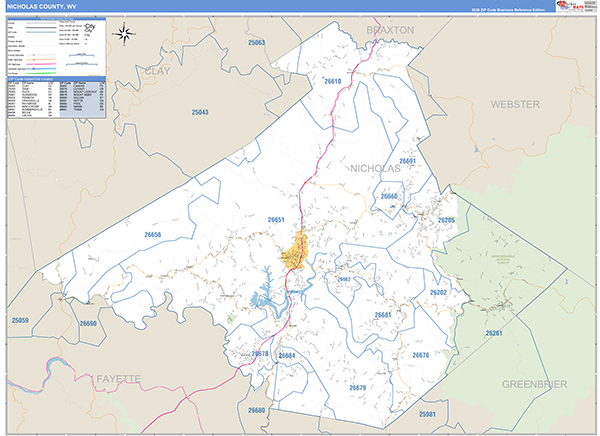 Nicholas County, WV Zip Code Map