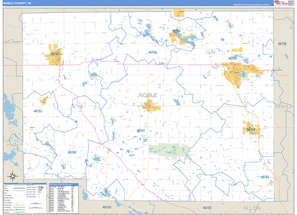 Noble County, IN Zip Code Map