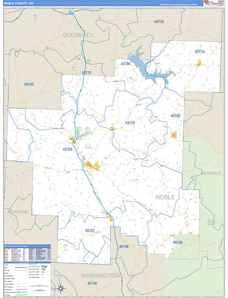 Noble County, OH Zip Code Map