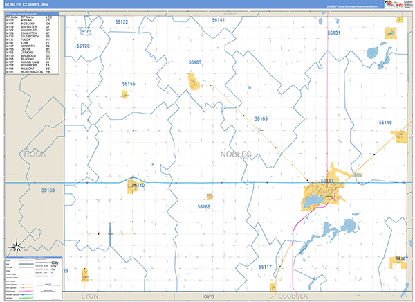 Nobles County, MN Zip Code Map