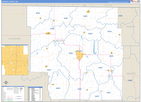 Nodaway County, MO Map Basic Style