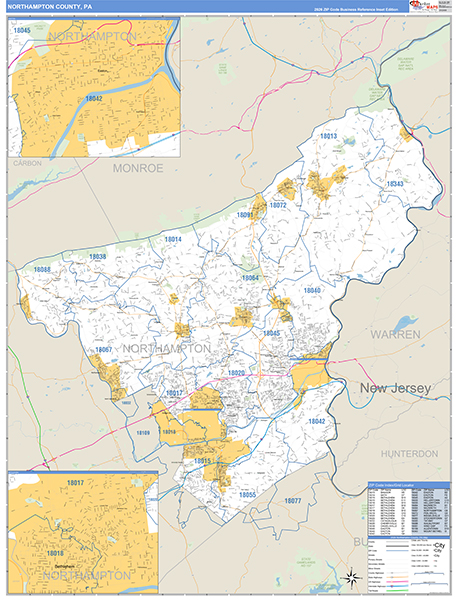 Northampton County, PA Wall Map Basic Style
