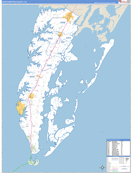 Northampton County, VA Zip Code Map