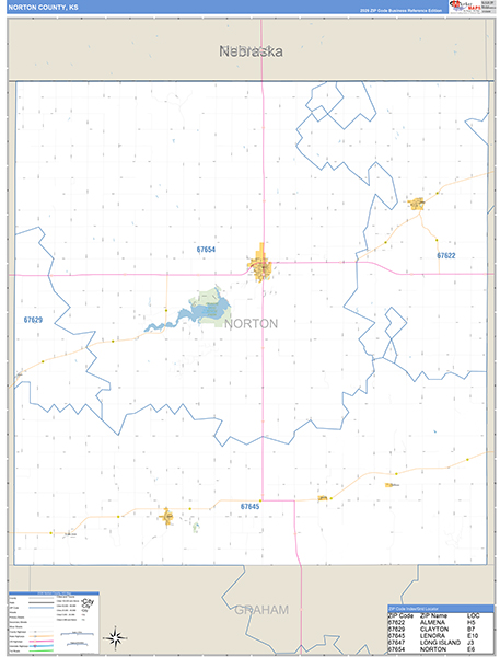 Norton County, KS Zip Code Wall Map