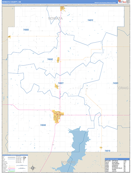 Nowata County, OK Zip Code Map