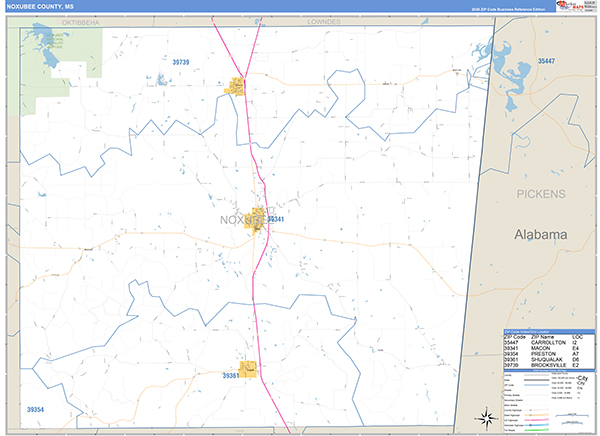 Noxubee County, MS Zip Code Map