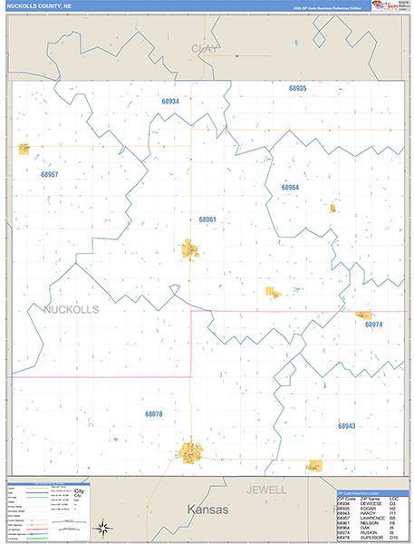 Nuckolls County, NE Zip Code Map
