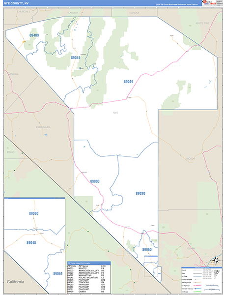 Nye County, NV Zip Code Map