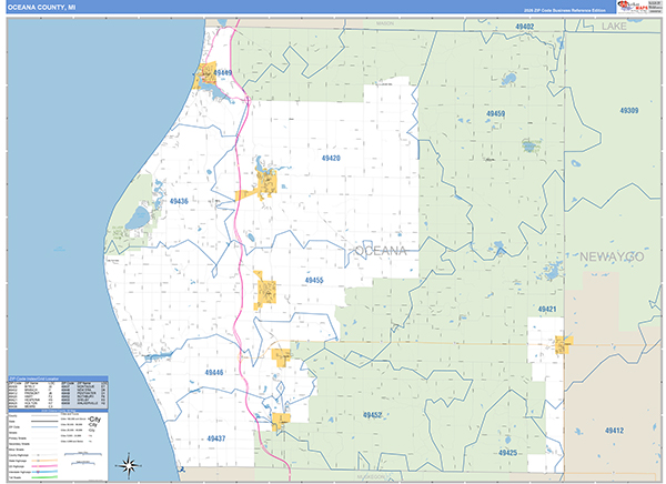 Oceana County, MI Zip Code Map