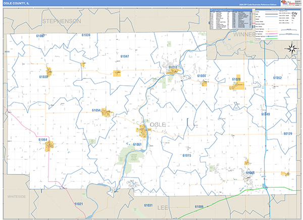 Ogle County, IL Zip Code Map