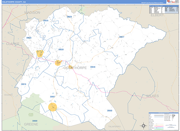 Oglethorpe County, GA Zip Code Map