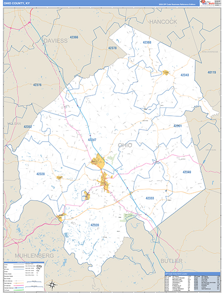 Ohio County, KY Zip Code Map