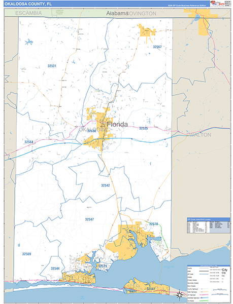 Okaloosa County, FL Zip Code Map