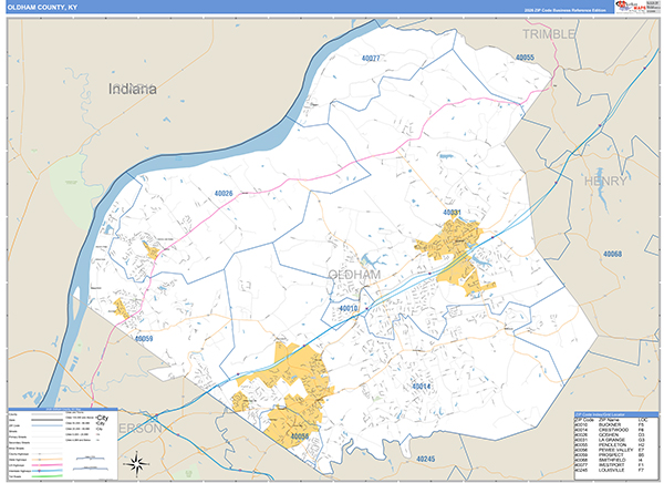 Oldham County, KY Zip Code Map