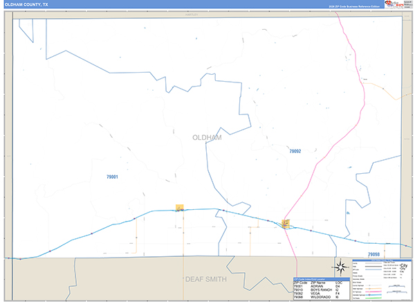 Oldham County, TX Zip Code Map
