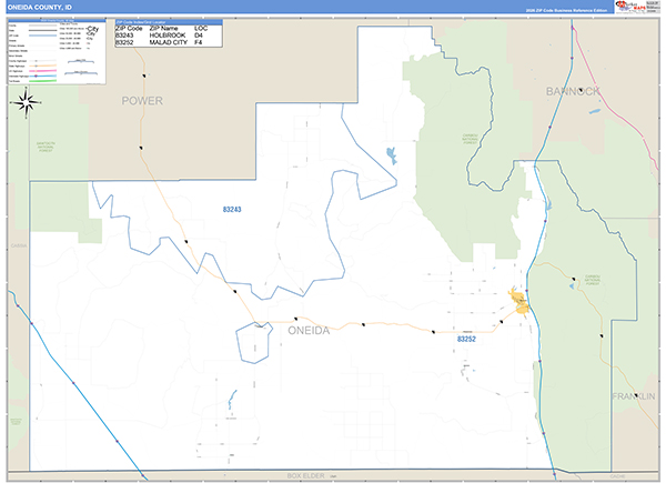 Oneida County, ID Zip Code Wall Map
