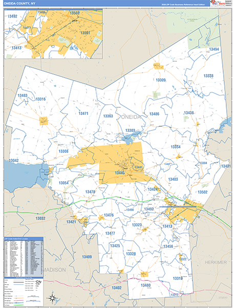 Oneida County, NY Zip Code Map
