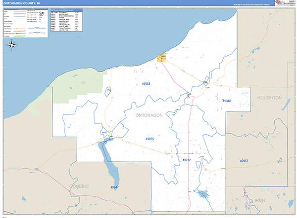 Ontonagon County, MI Zip Code Map