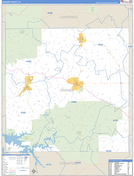 Orange County, IN Zip Code Map