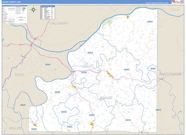 Osage County, MO Zip Code Map