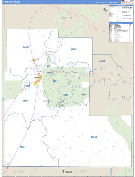 Otero County, NM Zip Code Map
