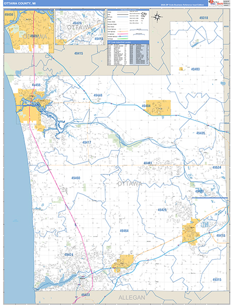 Ottawa County, MI Zip Code Map