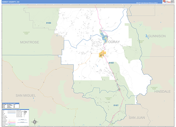 Ouray County, CO Zip Code Map