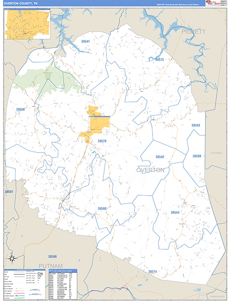 Overton County, TN Zip Code Map