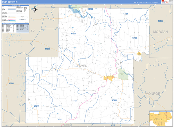 Owen County, IN Zip Code Map