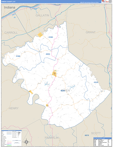 Owen County, KY Zip Code Map