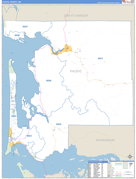 Pacific County, WA Zip Code Map