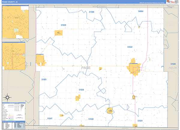 Page County, IA Zip Code Wall Map